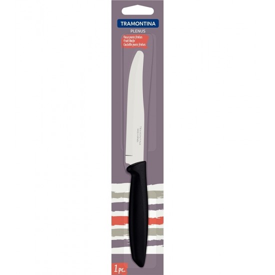 Faca Para Frutas 5" Tramontina Plenus Com Lâmina Em Aço Inox Com Fio Liso E Cabo De Polipropileno Preto